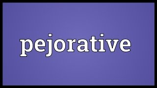 Pejorative Meaning [upl. by Lirbaj949]