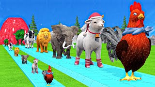 Paint amp Animals CowGorillaElephantLionTigerDinosaur Fountain Crossing Transformation Cartoon [upl. by Aralc]