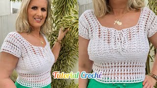 BLUSA FÁCIL DE CROCHÊTUTORIAL COMPLETO  Katia Missau [upl. by Singband410]