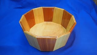 Bird Mouth Joinery A 12sided decorative bowl with tapered staves [upl. by Haroppiz]