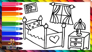 Zeichnen und Ausmalen eines Zimmers 🛏️❤️🖼️🌈 Kinderzeichnungen [upl. by Daryle]