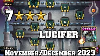 TOA Hell LVL 7 LUCIFER 3 Star Clear NovemberDecember 2023 Summoners War [upl. by Whitson]