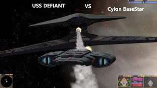 USS Defiant VS Cylon Base Star  Star Trek VS Battlestar Galactica  Star Trek Bridge Commander Batt [upl. by Arag360]