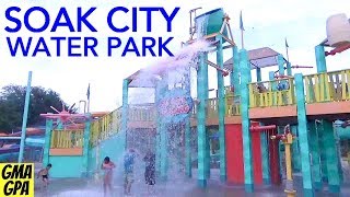 A Tour Of Kings Islands Soak City Water Park  Body Board Surfing Drop Slides  Fun Kids Areas [upl. by Oihsoy713]