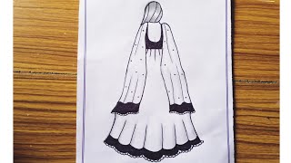 How to draw a girl with lehenga  girl drawing  traditional girl [upl. by Eesac]