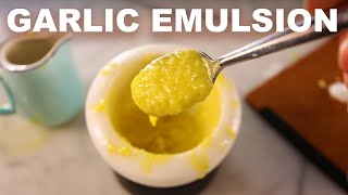 How garlic can emulsify sauces aioli alioli allioli aïoli toum etc [upl. by Yendic]