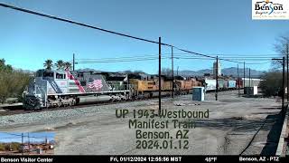 UP1943 Westbound at Benson AZ  20240112 [upl. by Gereld599]