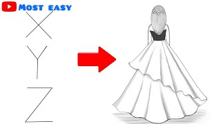 How to draw a girl Backside drawing  Easy drawing Step by step  girl drawing [upl. by Namlas]