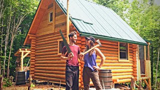 Canadian Couple Builds Their DREAM Home with HANDTOOLS Tiny Log Cabin in the Forest FULL BUILD [upl. by Elesig]