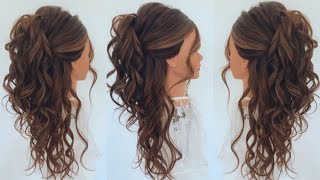 How To Half Up Half Down Volumous Bridal Hairstyle BridalBridesmaidsPromWedding Hairstyles [upl. by Vocaay]