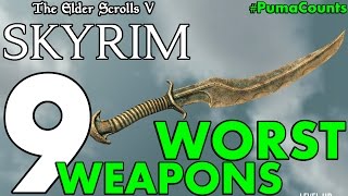 Top 9 Worst Swords Bows and other Weapons in Elder Scrolls Skyrim Remastered PumaCounts [upl. by Ahgiela]