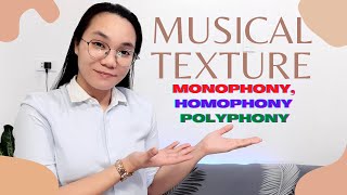 Texture in MusicMonophony Homophony Polyphony [upl. by Calista600]