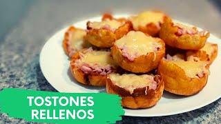 TOSTONES RELLENOS DE JAMÓN Y QUESO Dale un toque más sabroso a tus tostones tradicionales [upl. by Adnoral]