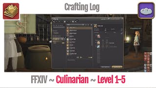 FFXIV Culinarian Crafting Log Level 15  A Realm Reborn [upl. by Effie]