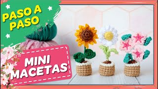 PASO A PASO Como HACER Mini MACETAS TEJIDAS 🌻🌼🌸 a crochet Fácil y Sencillo [upl. by Saeger378]