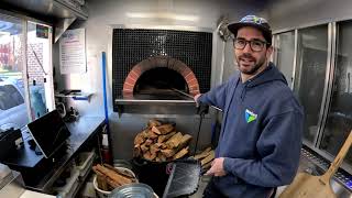 Starting the wood fired Mugnaini Forni Valoriani oven in the Sour Street Pizza food truck [upl. by Gildea230]