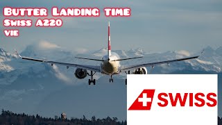 Swiss Airbus A220100  Landing In Vienna Are Swiss pilots good [upl. by Geralda]