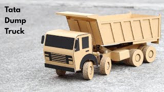 How To Make RC Tata Dump Truck From Cardboard  Tata 8 Wheeler Truck  Very Simple DIY [upl. by Aerdnahs]