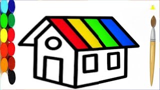 House 🏡 Drawing Painting and Coloring for kids and toddlers  Draw house house home ghar [upl. by Marybelle]