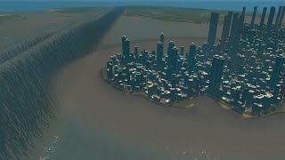 Huge Tsunami destroys big City  Cities Skylines Tsunami 106 [upl. by Aisatsanna]