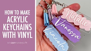 BRUSH STROKE ACRYLIC KEYCHAIN TUTORIAL  How to make keychains with Cricut from start to finish [upl. by Ottinger]