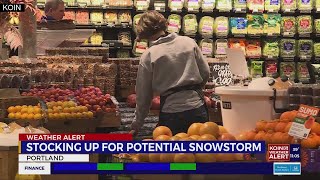 Portlanders stock up for potential snowstorm with groceries hardware and ‘extra vegetables’ [upl. by Annahoj162]