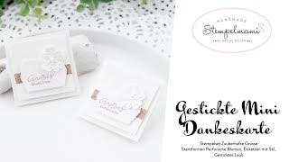 Gestickte Mini Dankeskarte basteln  Gesticktes Laub  Perforierte Blumen  Stampin Up [upl. by Dekeles]