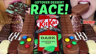 ASMR LEFTOVER DESSERT RACE GIANT DARK CHOCOLATE MINT KITKAT MINI MAGNUM ICE CREAM MampMS NUTELLA [upl. by Esilegna]