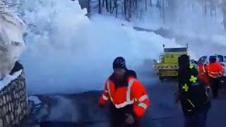 Triggered avalanche goes HORRIBLY wrong in the French Alps [upl. by Ynnod]