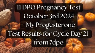 11 DPO Pregnancy Test October 2024 amp Progesterone Test Results [upl. by Donough]