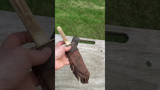 Old Stag bowie Homemade scabbed together frontier style leatherlined buckskin sheath by me [upl. by Simara]