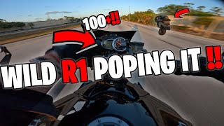 INSANE R1 RIDER POPING WHEELIES [upl. by Leamsi50]