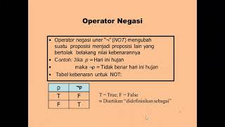 Logika Informatika Part 2 Konstanta  Variabel Proposisi dan Operator Logika [upl. by Nealey307]