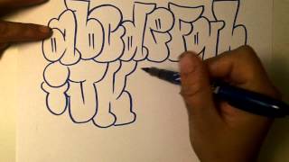 how2art how to draw graffiti alphabet throwies [upl. by Ylrebmic681]