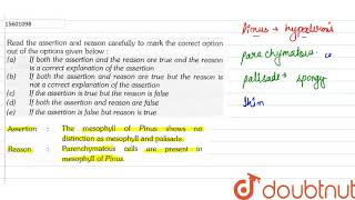 Assertion The mesophyll of Pinus shows no distinction as mesophyll and palisade Reason [upl. by Wardlaw448]