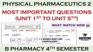 Physical pharmaceutics 2  Most Important Questions  2 Marks  Carewell Pharma [upl. by Christoper800]