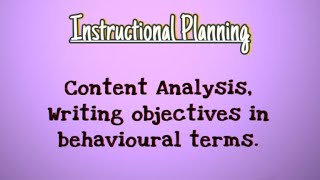 01  Content Analysis Writing objectives in Behavioural terms  Teaching of Geography BEd Hindi [upl. by Nolita]