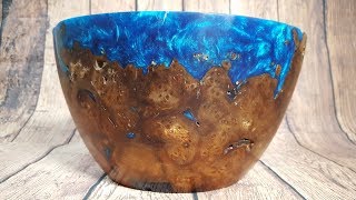 Woodturning  Ocean blue epoxy Bowl [upl. by Alicirp]