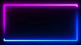 Seamless loop Neon glowing rectangle frame Futuristic light on black background Pink and blue flu [upl. by Hatty]