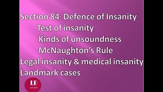 SECTION 84 II MCNAUGHTONS CASE II LEGAL INSANITY amp MEDICAL INSANITY II CASE LAWS II IPC [upl. by Magocsi739]