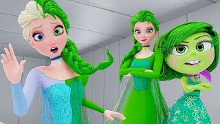 Elsa Frozen  Disgust Transformation  Inside Out 2 Animation [upl. by Nnylharas8]