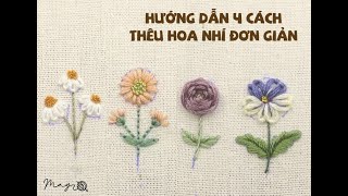 Hướng dẫn 4 cách thêu hoa nhí đơn giản [upl. by Gonyea]