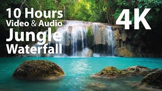 4K UHD 10 hours  Jungle Waterfall  mindfulness ambience relaxing meditation nature [upl. by Naivart165]