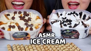 ASMR GELATO ICE CREAM TUBS BROWNIE BATTER amp CARAMEL TRUFFLE  KimampLiz ASMR [upl. by Crofoot]