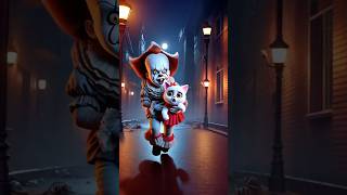 Pennywise is after cute Cat and Kitten in a Spooky Town cat cutecat catlover [upl. by Tolmach]