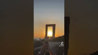 WATCHING THE SUNSET THROUGH THE TEMPLE OF APOLLO IN NAXOS GREECE shorts [upl. by Madda]