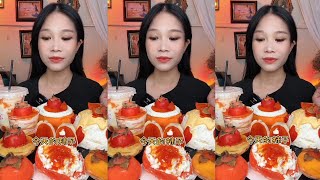 Persimmon 🍊 amp persimmon whole desserts range mukbang asmreating desserts persimmon [upl. by Maisey]