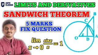 sandwich theorem class 11th  1st PU 5 Marks fix questions Limits and derivatives 2022 [upl. by Lorrin]