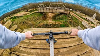 RIDING THIS RARE BIKEPARK WITH INSANE WOODEN FEATURES [upl. by Anoval209]