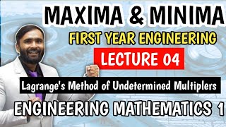 Maxima and Minimaof function of three variablesLecture3Lagranges Method of UndeterminedMultiplie [upl. by Wareing320]